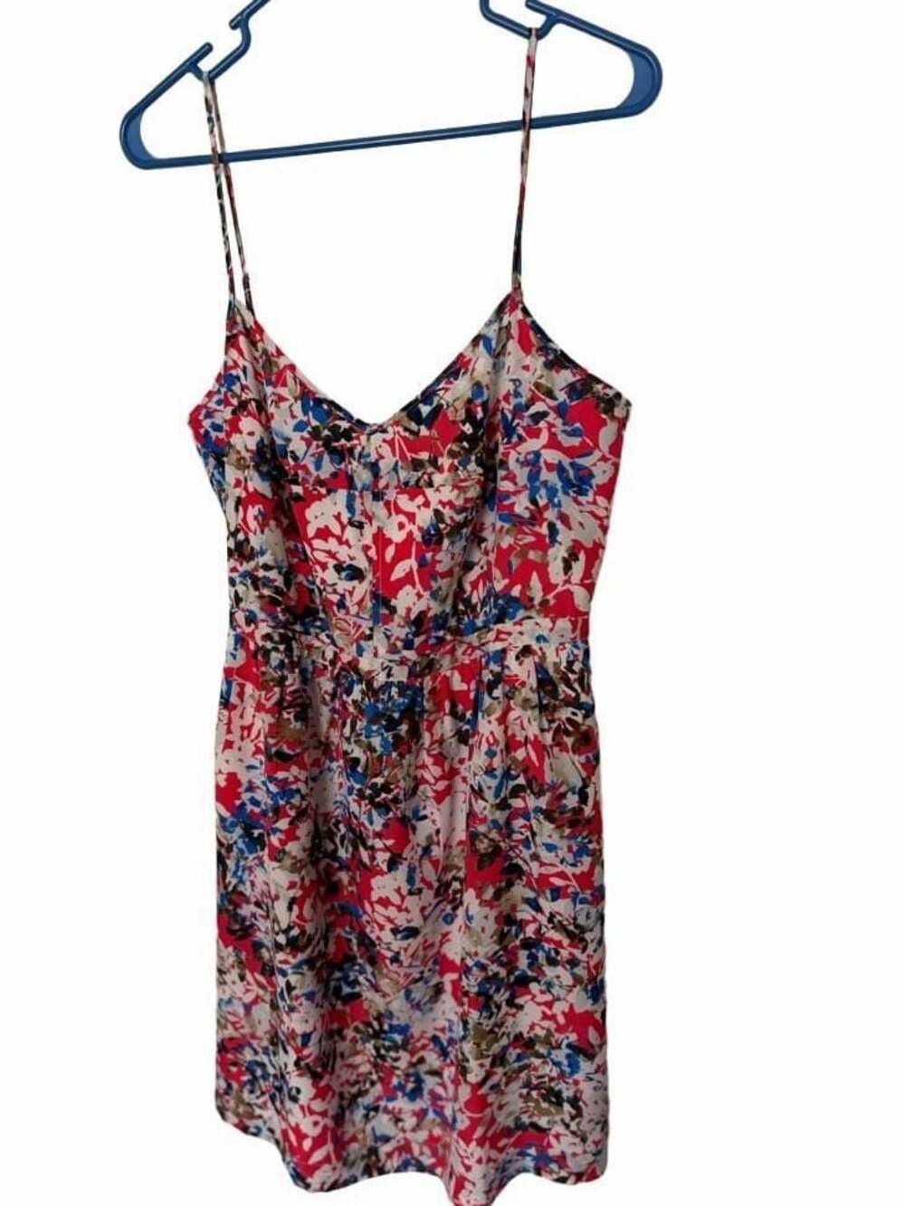 J. CREW Vibrant Sprint Orange Blue White Floral Fit & Flare A-Line Dress Size 12